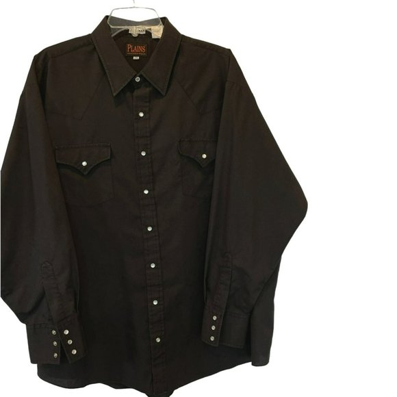 Plains Other - Plains Men's Big Man Long Sleeve Western Shirt Size XXL in Black